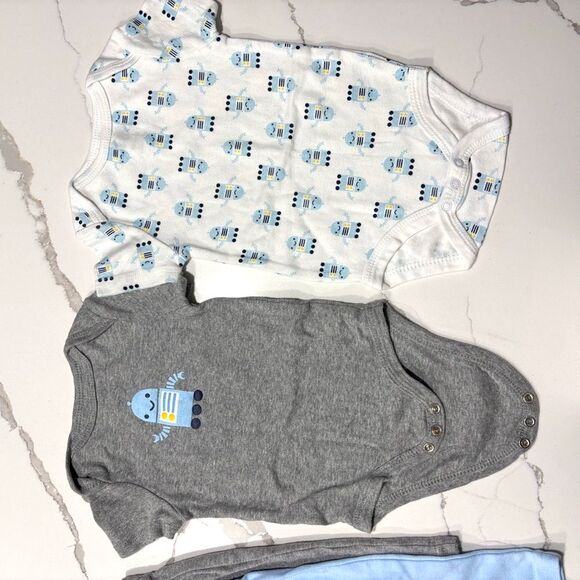 CIRCO | 4-Piece Onesies Pants Baby Set, Light Blue Grey White 6-9M - Picture 3 of 13